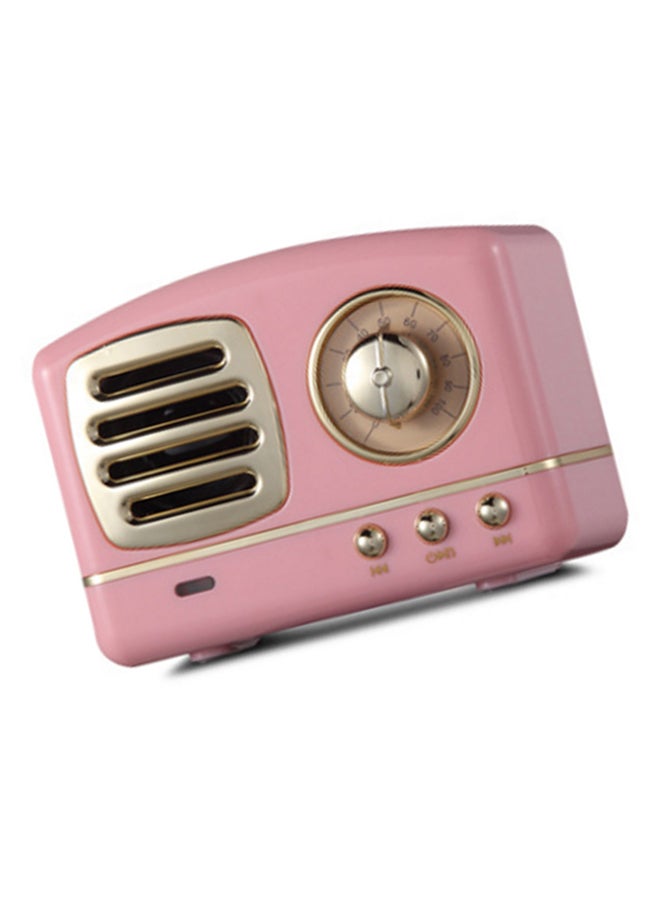 Retro Radio Bluetooth Speaker Pink/Gold