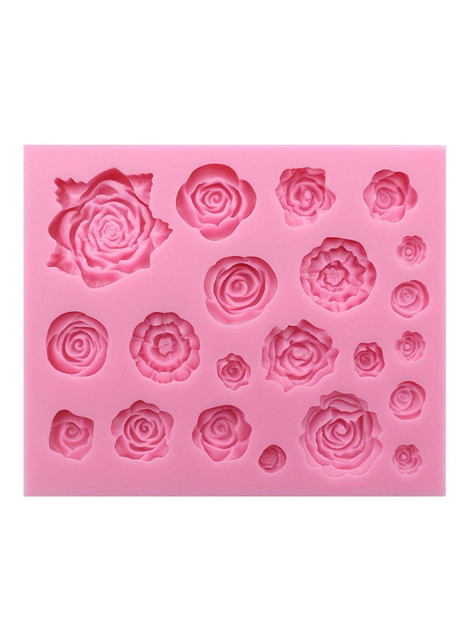 21-Cavity Roses Fondant Candy Silicone Mold For Cake Decoration Red 13 X 13 X 1.5centimeter