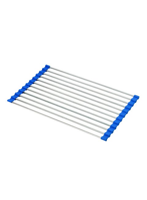 Multipurpose Foldable Dish Drainer Over The Sink Drying Rack Blue 47 X 28cm