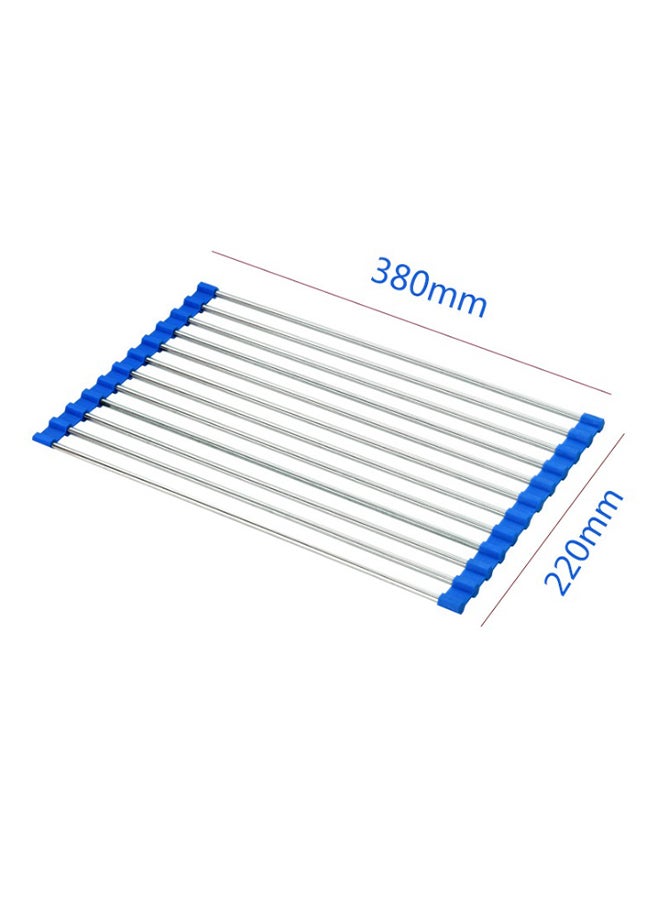 Multipurpose Foldable Dish Drainer Over The Sink Drying Rack Blue 47 X 28cm