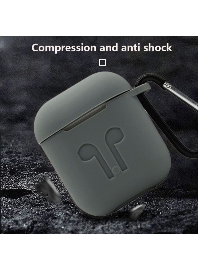 Thickened Silicone Protective Case For AirPods With Carabiner Grey - Image 4
