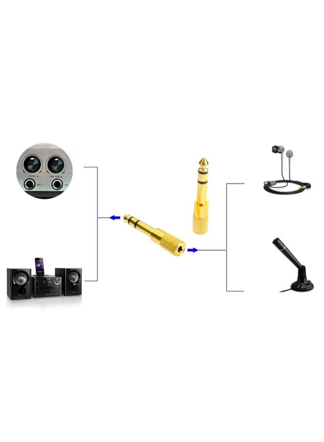 مقبس سماعة رأس محول صوت ستيريو من 3.5 مم ذكر إلى 6.5 مم أنثى للهواتف المحمولة ذهبي - Image 2