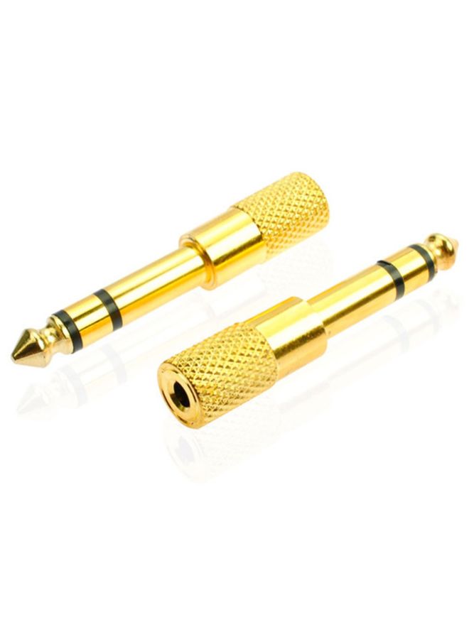 مقبس سماعة رأس محول صوت ستيريو من 3.5 مم ذكر إلى 6.5 مم أنثى للهواتف المحمولة ذهبي - Image 3