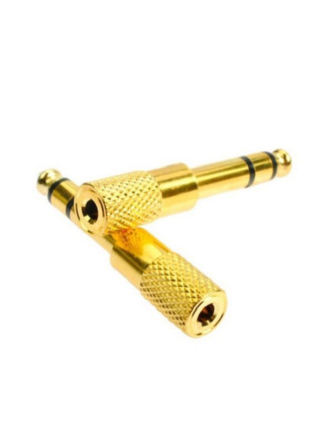 مقبس سماعة رأس محول صوت ستيريو من 3.5 مم ذكر إلى 6.5 مم أنثى للهواتف المحمولة ذهبي - Image 4