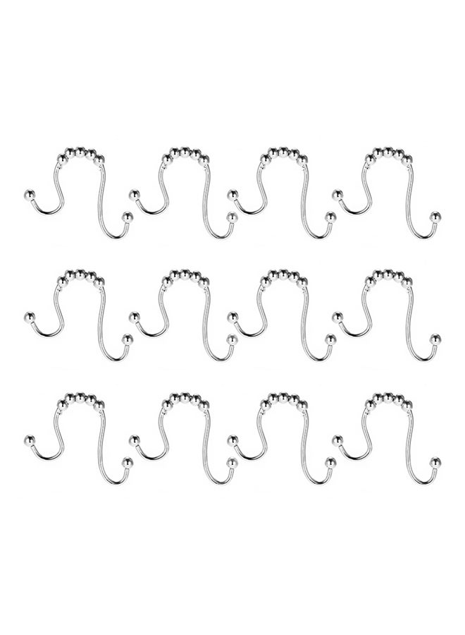 12-Piece Rustproof Shower Curtain Hook Set Silver 0.378kg
