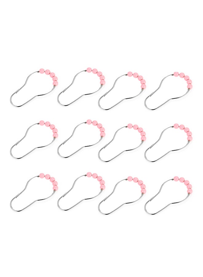 12-Piece Shower Curtain Ring Set Pink 0.085kg  - Image 1