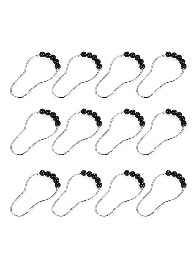 12-Piece Shower Curtain Ring Set Black 0.085kg  - Image 1