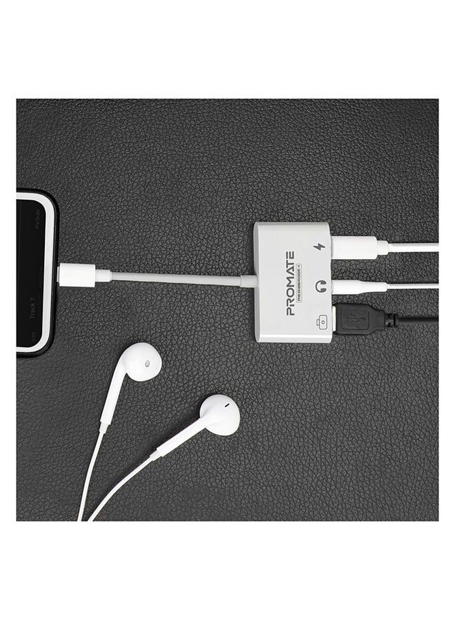 PROMATE - 3-In-1 Media Hub With Lightning Connector White - Image 1