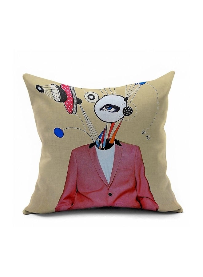 غطاء وسادة مطبوع polyester بيج/أحمر/أبيض 45x45سم - Image 1