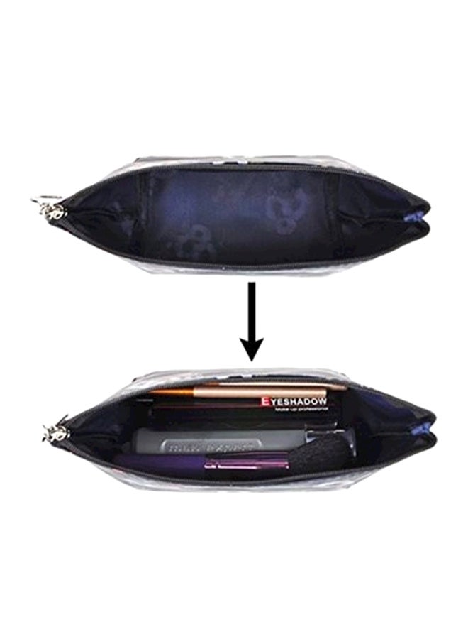 Printed Cartoon Floral Cosmetic Toiletry Bag Black - Image 4