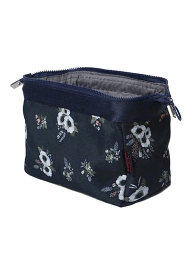 Printed Cartoon Floral Cosmetic Toiletry Bag Black - Image 3