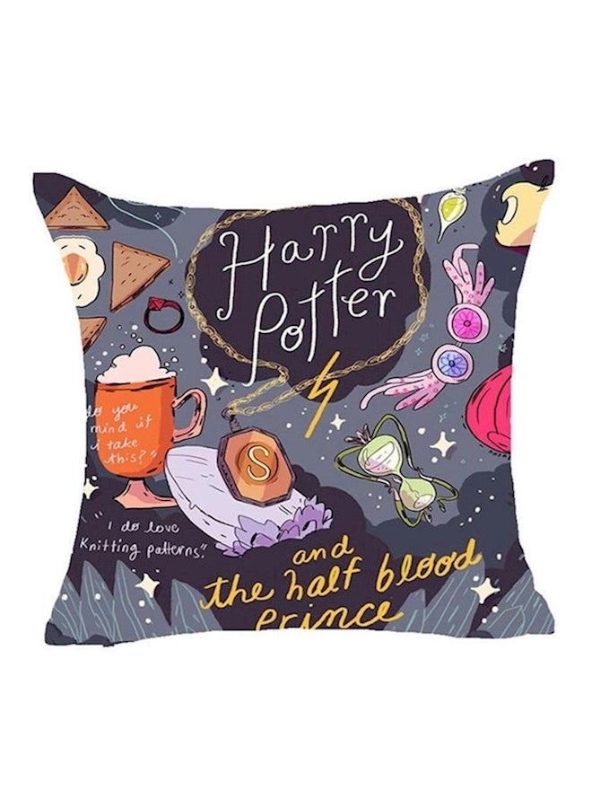 غطاء وسادة من الكتان بتصميم مستوحى من سلسلة أفلام "Harry Potter" متعدد الألوان 45x45سم  - Image 2