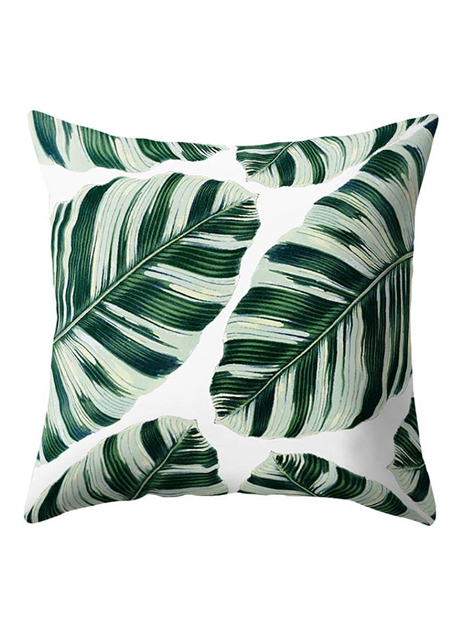 بلولانز غطاء وسادة زينة مزين بنقشة وبتصميم عصري أبيض/أخضر 45 x 45سم