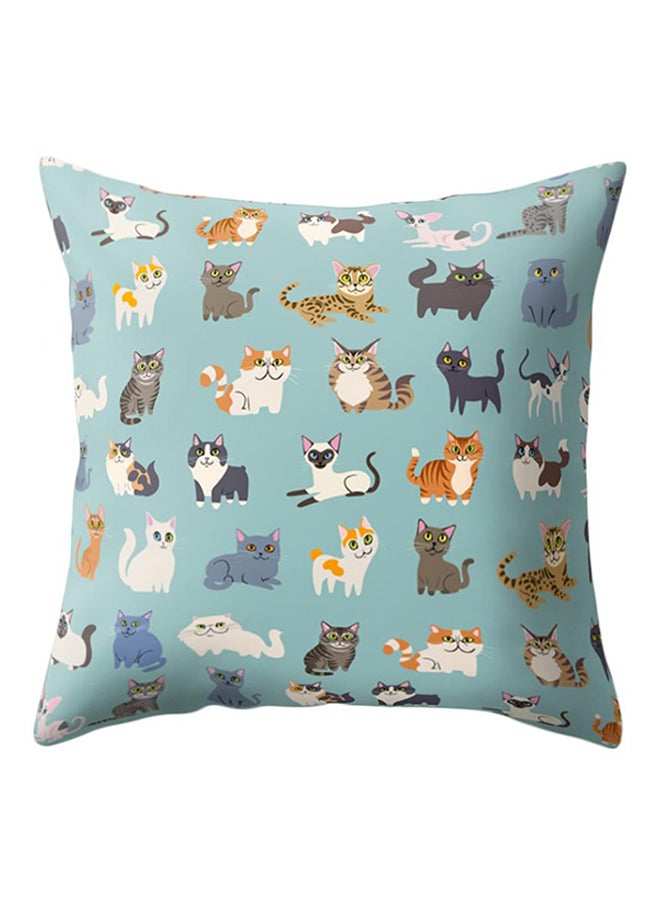 بلولانز غطاء وسادة ديكور بطبعة رسومات كرتونية بشكل قط متعدد الألوان 45 x 45سم