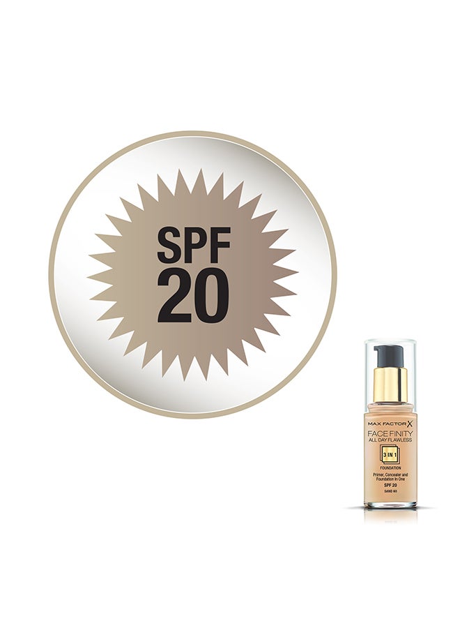 Max Factor 3 In 1 Facefinity All Day Flawless Liquid Foundation 30 ml 060 Sand - Image 4