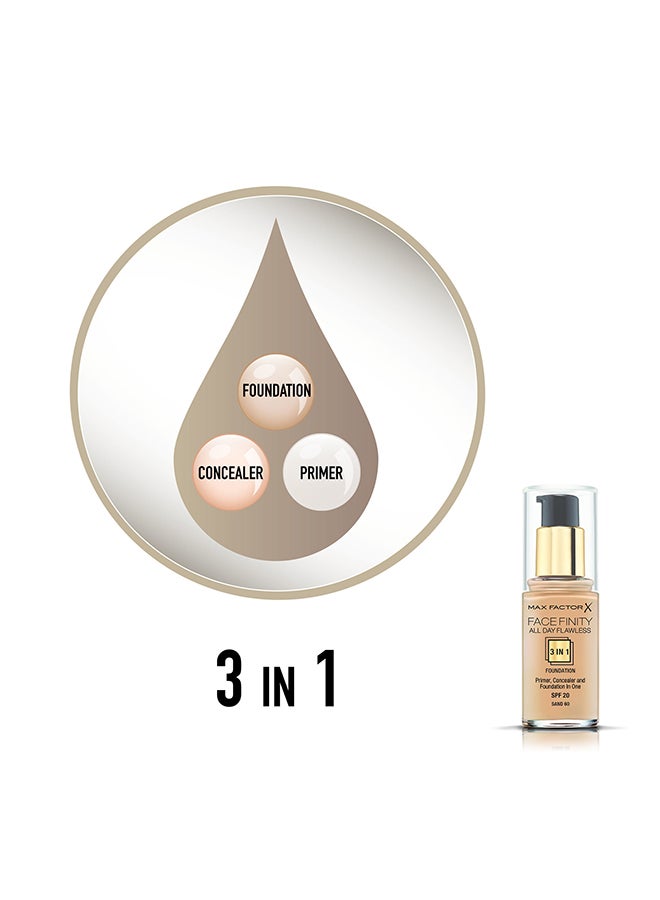 Max Factor 3 In 1 Facefinity All Day Flawless Liquid Foundation 30 ml 060 Sand - Image 5