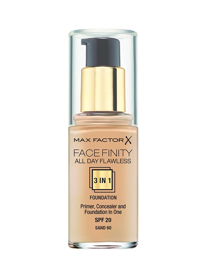Max Factor 3 In 1 Facefinity All Day Flawless Liquid Foundation 30 ml 060 Sand - Image 2