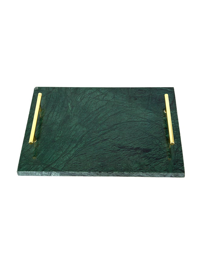جلوفال هوم صينية من الرخام مع مقبض من المعدن ذهب أخضر 30 x 20 x 4.5سم  - Image 1