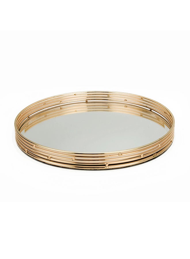 GLOVALHOME Multipurpose Metal Tray Gold/Silver 28 x 28 x 4.5cm  - Image 1
