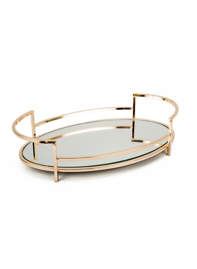 GLOVALHOME Multipurpose Metal Tray Gold/Silver 33.5 x 22.5 x 8cm - Image 2
