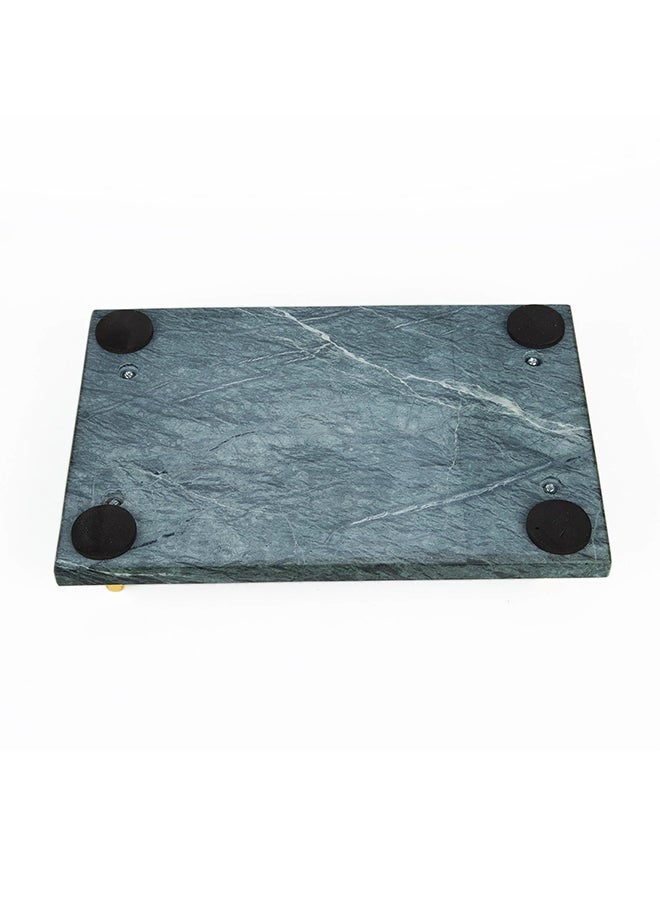 جلوفال هوم صينية من الرخام مع مقبض من المعدن ذهب أخضر 30 x 20 x 4.5سم  - Image 3