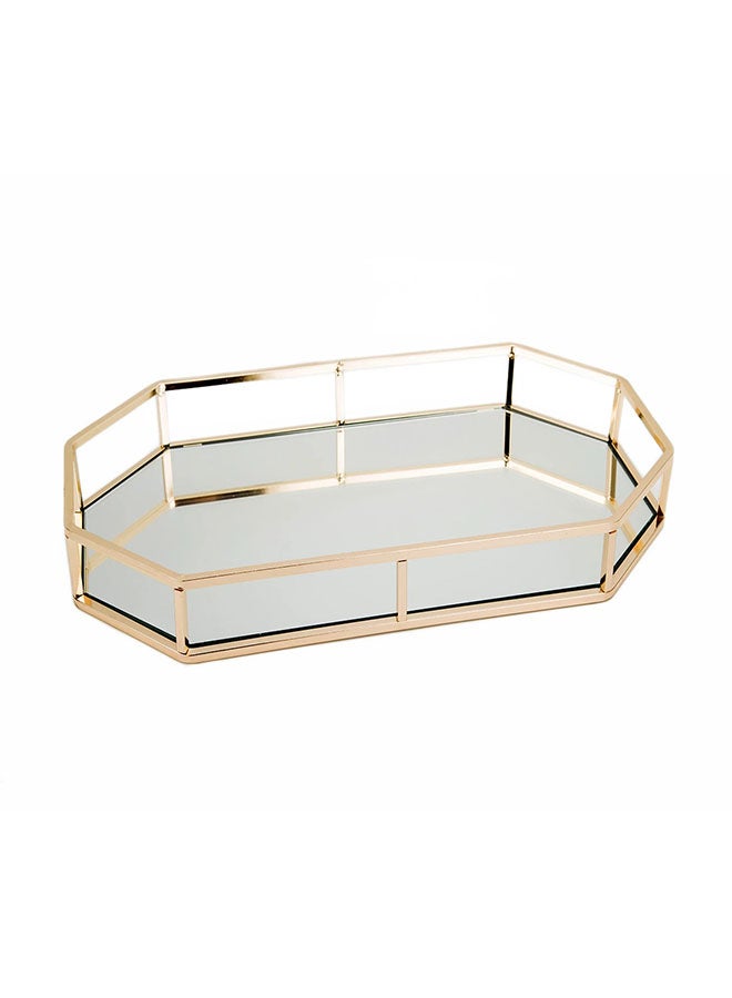 GLOVALHOME Multipurpose Metal Tray Gold/Silver 42 x 23 x 5cm - Image 1