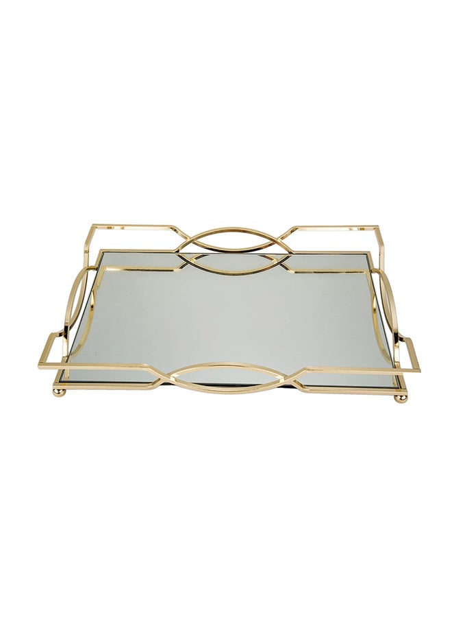 GLOVALHOME Multipurpose Metal Tray Gold/Silver 30 x 21 x 6.5cm