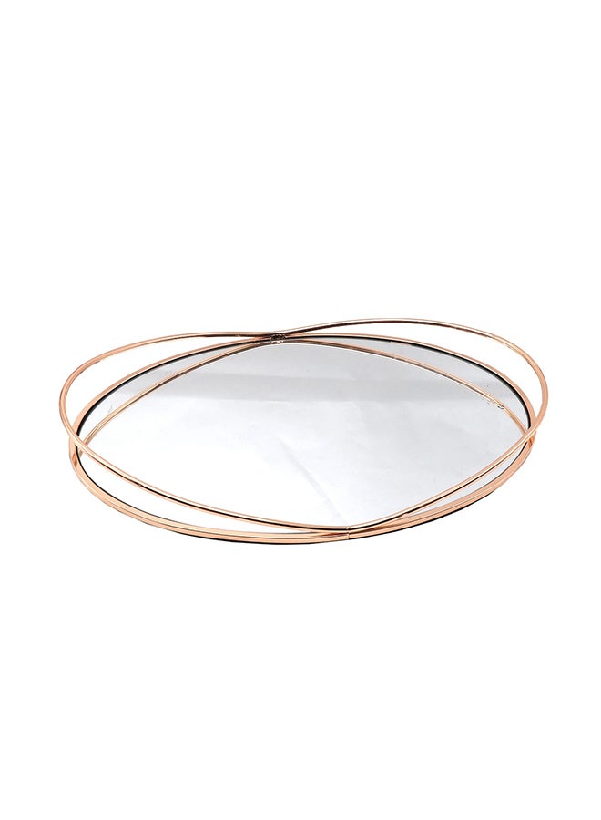GLOVALHOME Oval Shaped Mirror Tray Gold/Clear 34 x 21 x 6cm - Image 1