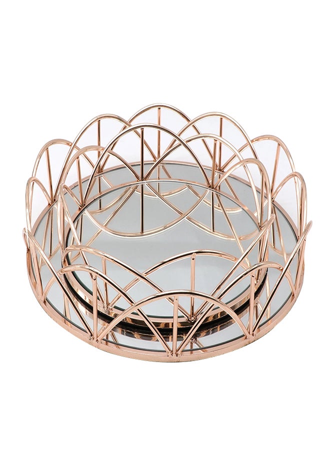 GLOVALHOME Metallic Round Tray Gold/Silver 39 x 39 x 7cm