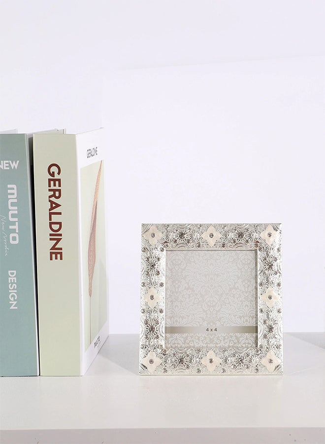 GLOVALHOME Photo Frame With Rhinestone Silver/Beige 14 x 14 x 1.5cm  - Image 2