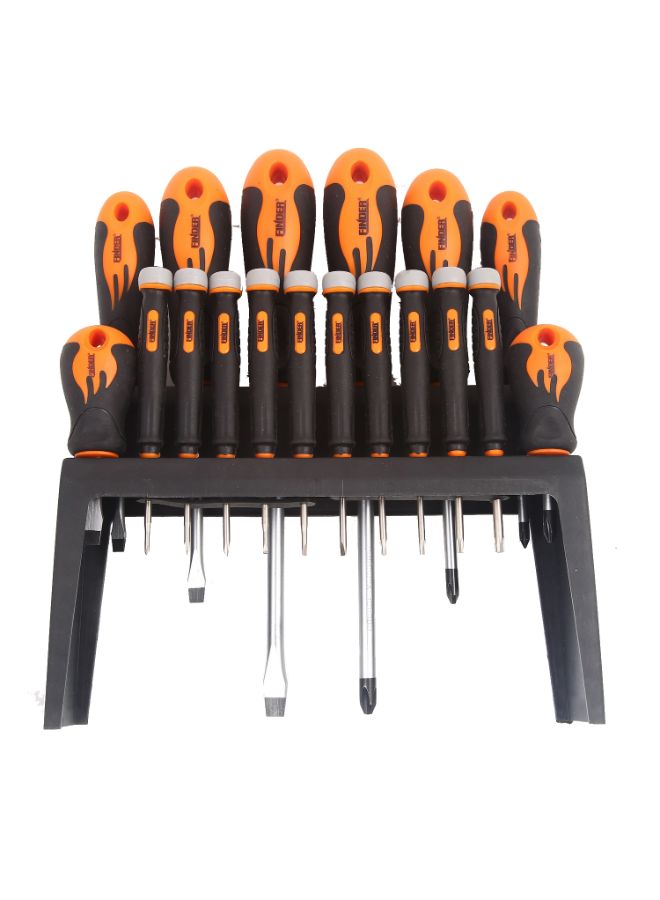 FINDER 18-Piece Screwdriver Set Black/Orange 10inch  - Image 2