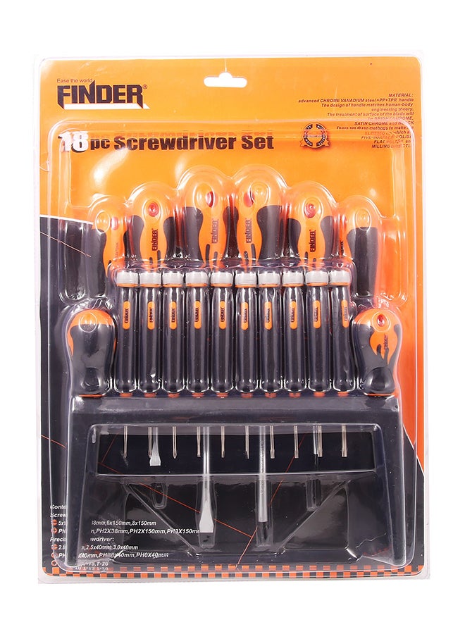 FINDER 18-Piece Screwdriver Set Black/Orange 10inch  - Image 1