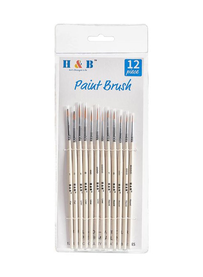 Generic 12-Piece Detail Paint Brush Set Ivory 