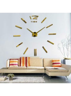 FRIEET DIY 3D Mirror Brief Wall Clock Sticker Gold 47inch  - Image 4