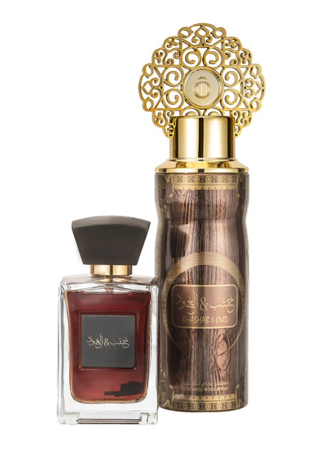 Khashab & Oud Perfume Gift Set Eau De Parfume 100 ml + Perfume Spray 200ml