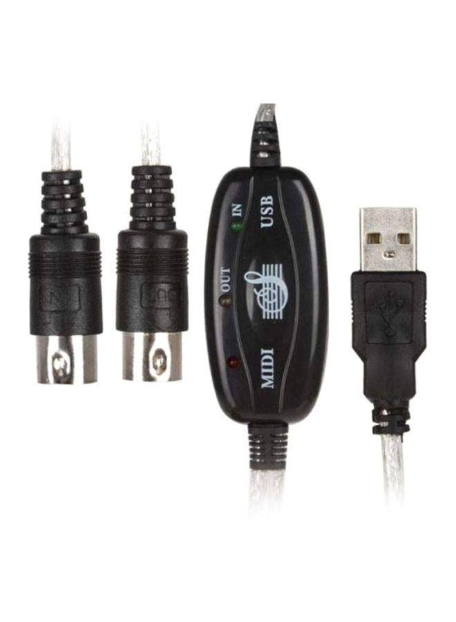 Generic - USB To MIDI Keyboard Interface Converter Cable Black/Silver - Image 1