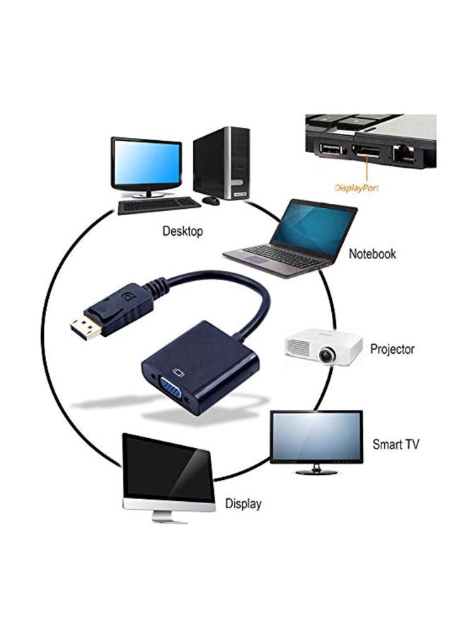 DisplayPort To VGA Converter Adapter Cable Black/Silver - Image 2
