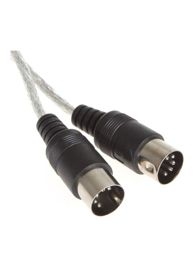 USB To MIDI Keyboard Interface Converter Cable Black/Silver - Image 2