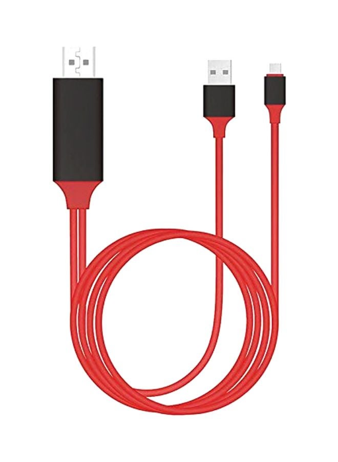 موصل كابل سلكي Micro-USB إلى HDMI أحمر/أسود/فضي