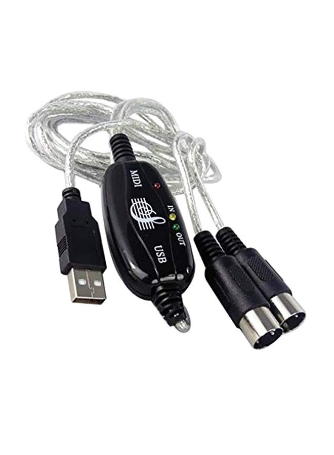 Generic MIDI To USB Cable Black/Silver  - Image 1
