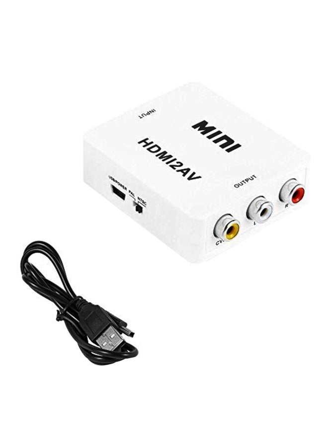 3RCA To HDMI Converter Video Upscaler White - Image 1