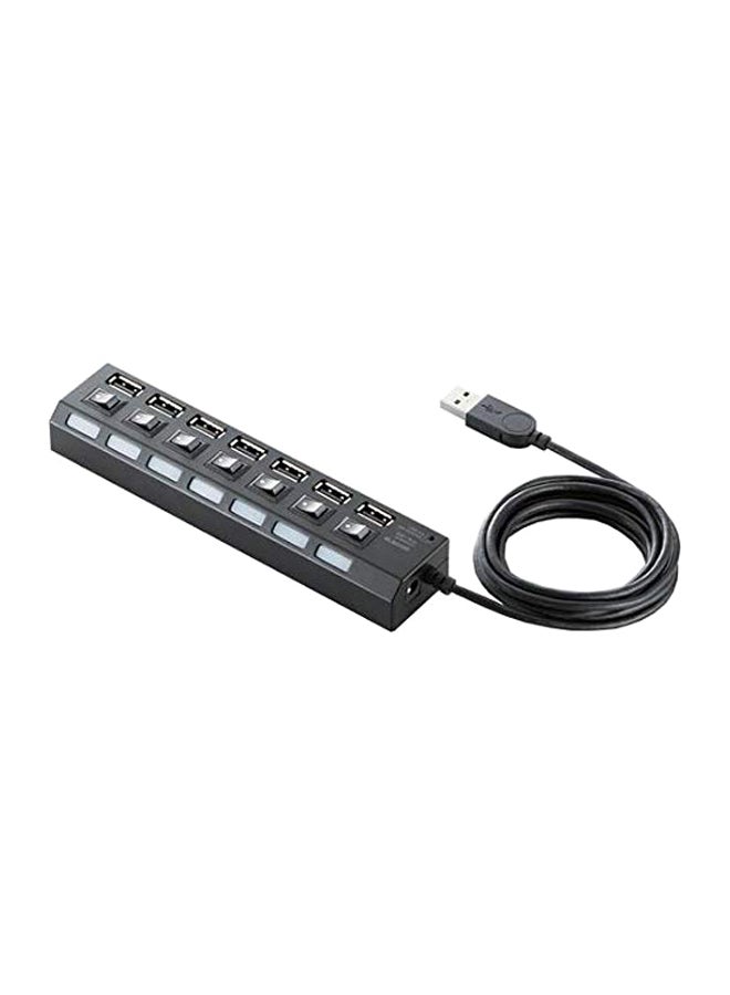 Generic - 7-Port USB 2.0 Hi-Speed Hub Black - Image 1