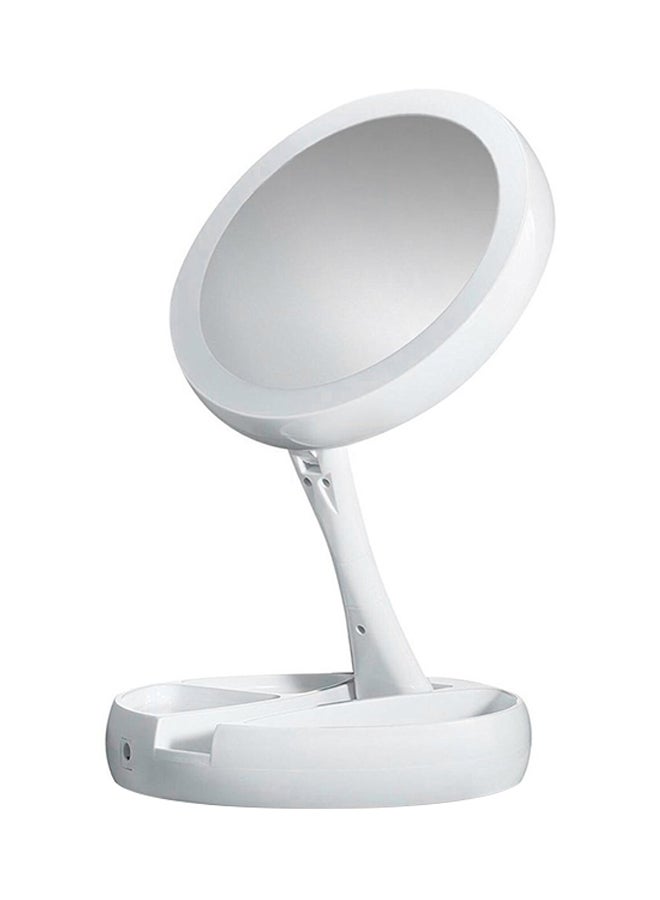 Generic Round Shape Foldable LED Makeup Mirror White  - Image 2