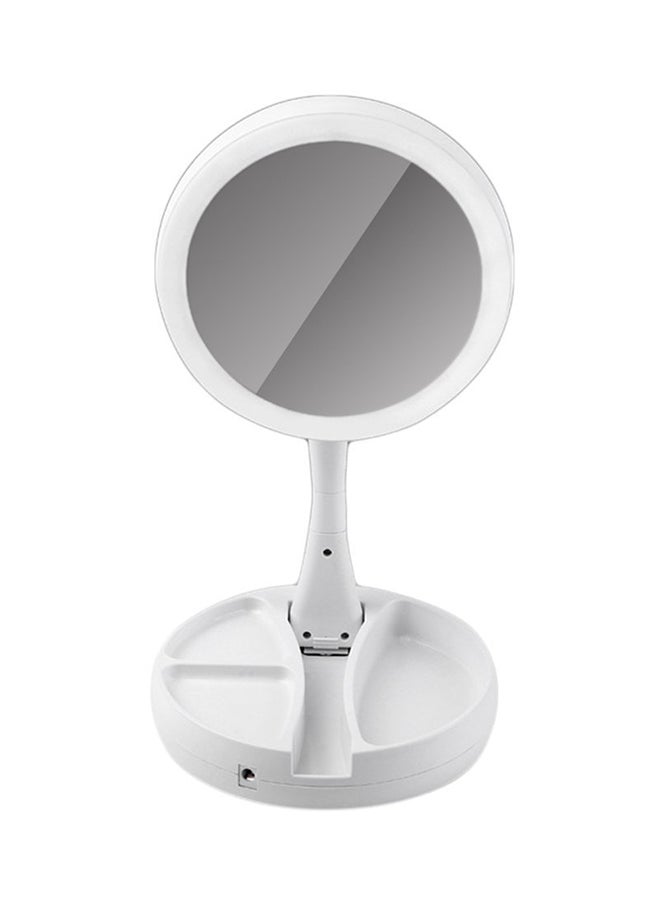 Double-sided Folding Rotating Cosmetic Storage Mirror White - Image 2