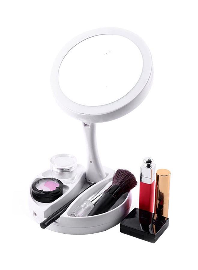 Double-sided Folding Rotating Cosmetic Storage Mirror White - Image 3