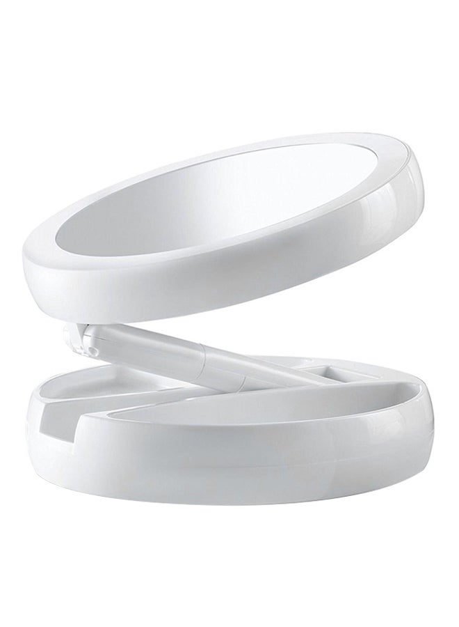 Generic Round Shape Foldable LED Makeup Mirror White  - Image 3