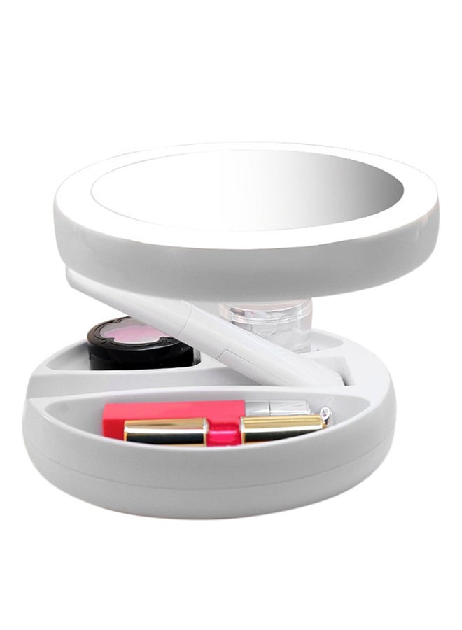 Double-sided Folding Rotating Cosmetic Storage Mirror White - Image 1