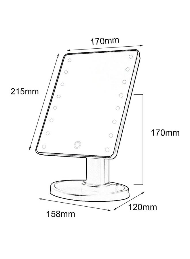 Generic 22 LED 360 Degree Rotation Tabletop Cosmetic Mirror White  - Image 1