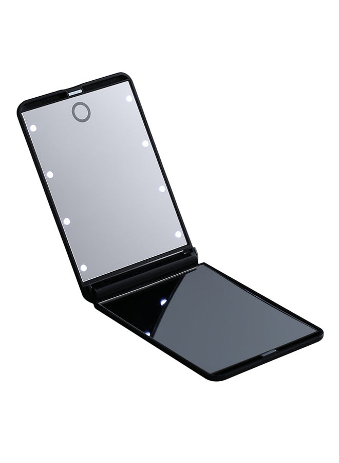 مرآة مكبرة قابلة للطي ومزودة بعدد 8 لمبات LED وبطارية أسود - Image 1