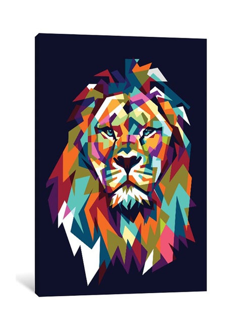 Digital Lion Canvas Print Wall Art Multicolour 50x33x3.5cm